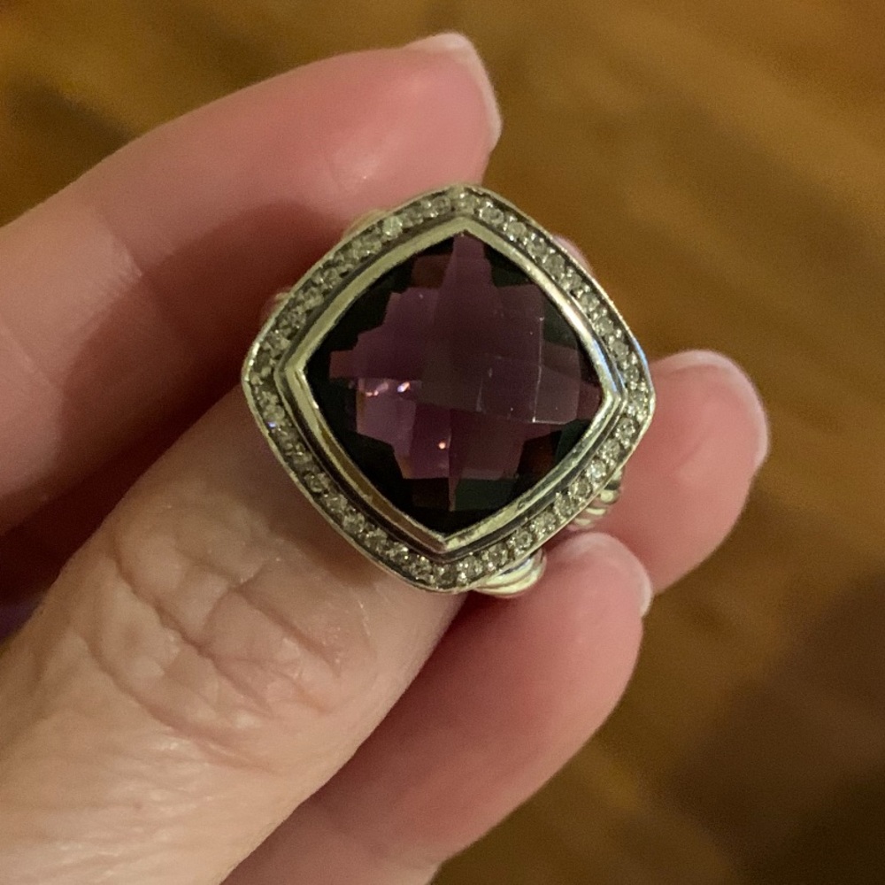 David Yurman Amethyst and diamond ring